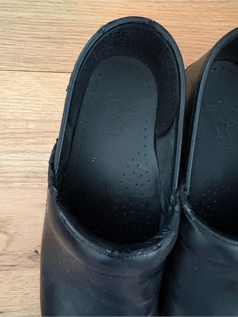 Dansko Black Leather Professional Slip-On Clogs - Picture 5 of 7